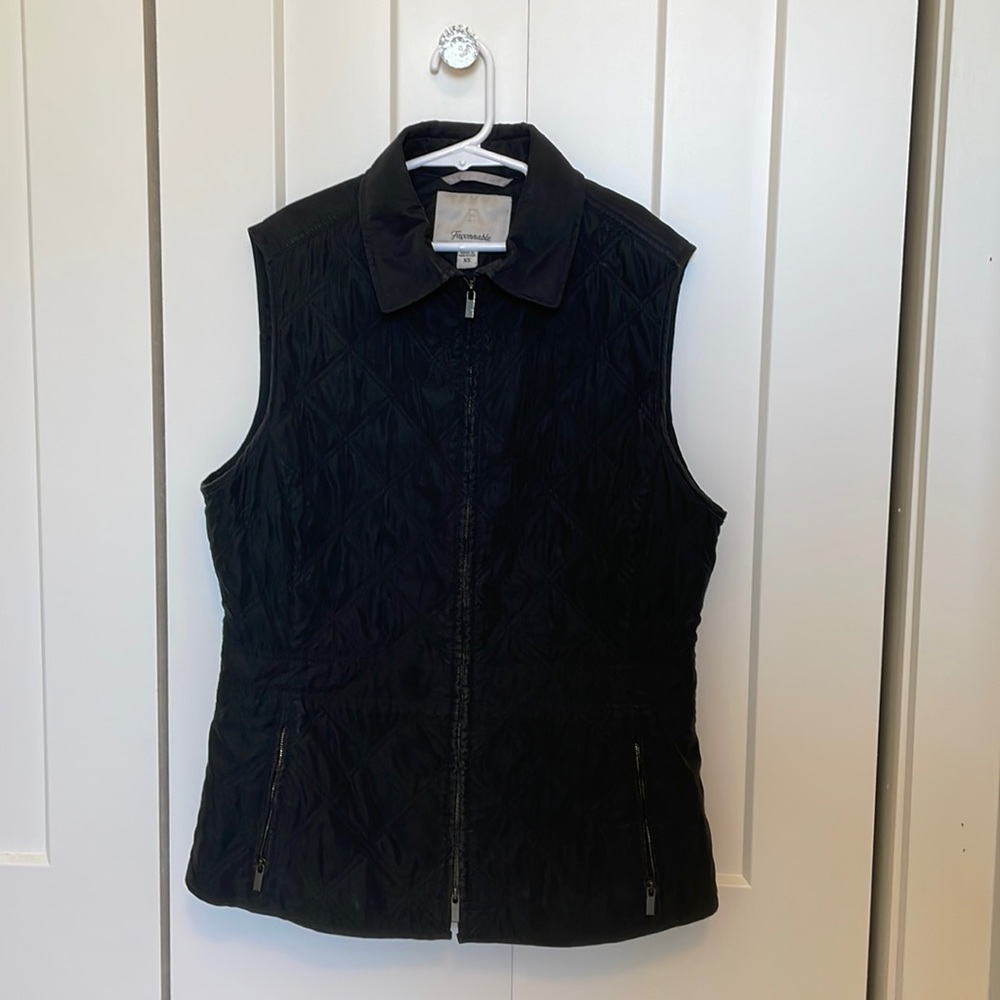 Faconnable Women’s Quilted Black Vest Size XS